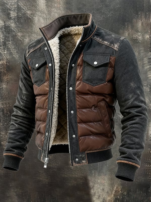 Esposito - レトロ風キルティングパッチワーク アウトドアジャケット(ジッパー付き) Saito Kyoto