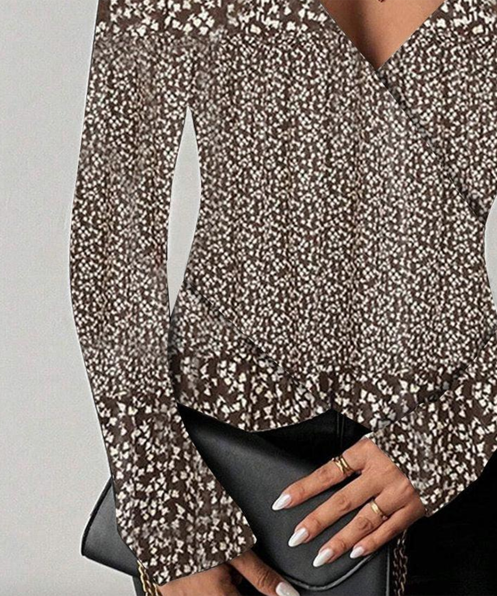 Jade - 流れるようなロングスリーブのレトロでリッチなブラウンのトップス Saito Kyoto