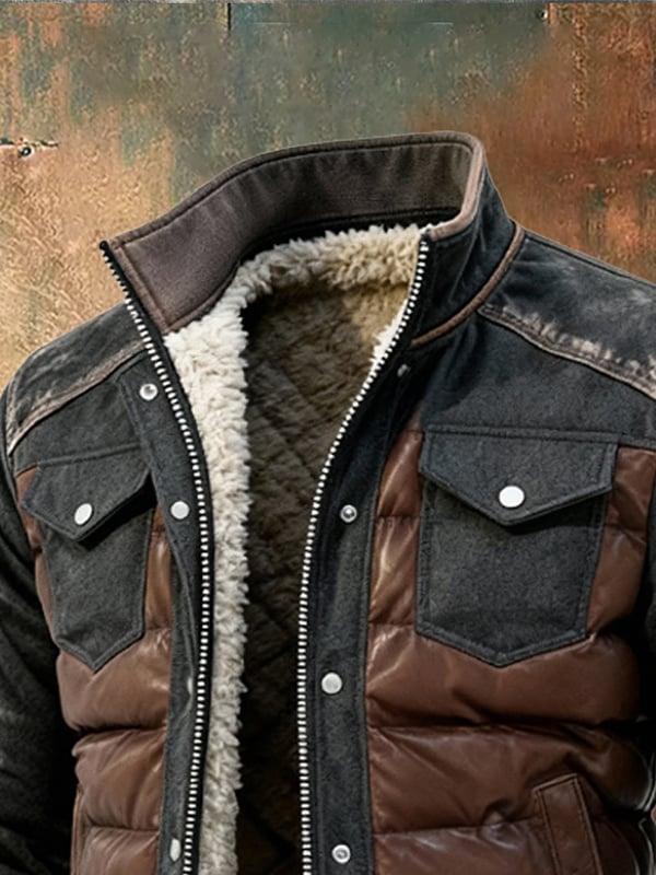 Esposito - レトロ風キルティングパッチワーク アウトドアジャケット（ジッパー付き） Saito Kyoto