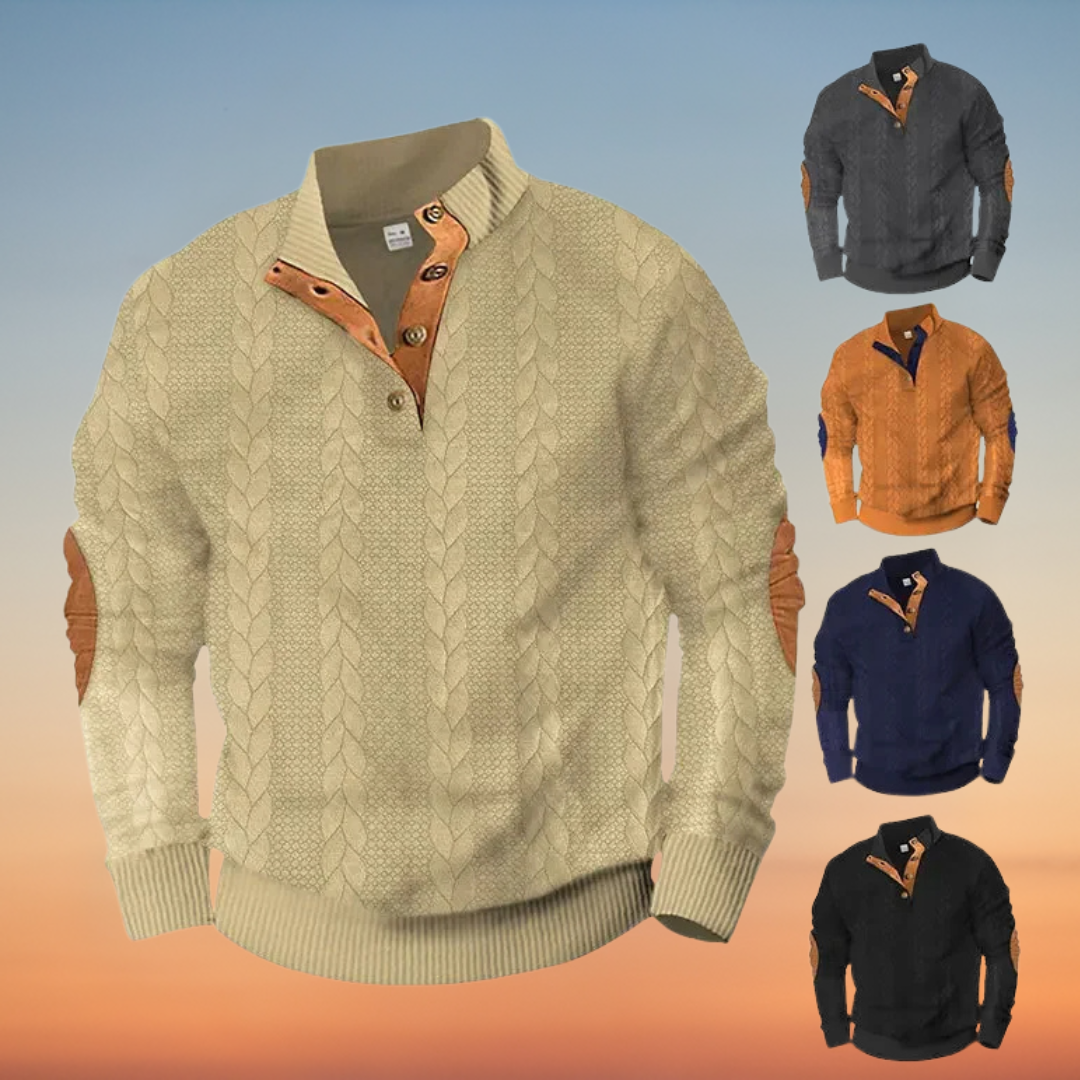 Glauco – 刺繍入り長袖パッチワークセーター Saito Kyoto